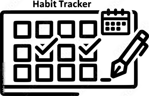 Habit tracker outline icon vector
