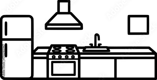 Kitchen space outline icon vector
