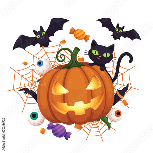 Halloween Vector Illustration with Spooky Elements