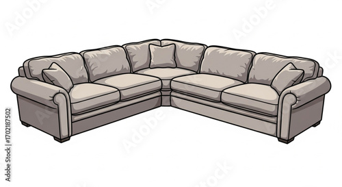 Modern Corner Sofa Illustration – Comfortable Sectional Couch for Living Room