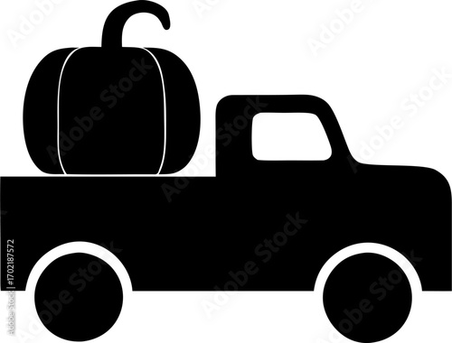 Farm Trucks with Pumpkins Silhouette | Vintage Harvest Vehicle Clipart | Rustic Fall Tractor SVG Design
