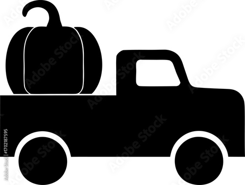 Farm Trucks with Pumpkins Silhouette | Vintage Harvest Vehicle Clipart | Rustic Fall Tractor SVG Design