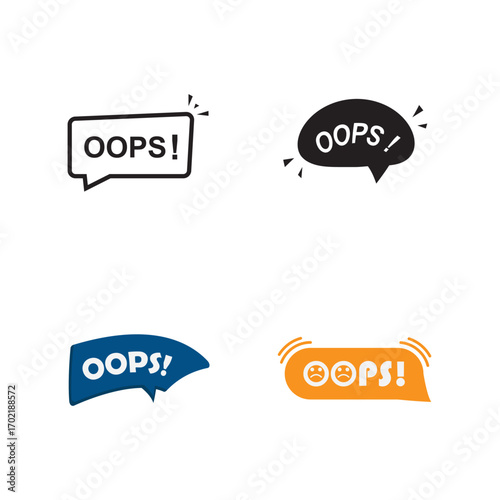 oops on speech bubble like big mistake icon. vector