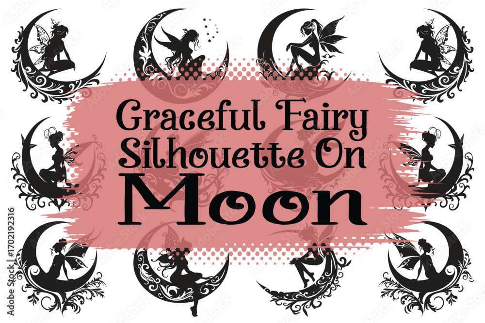 Obraz premium Graceful Fairy on Moon Silhouette Bundle