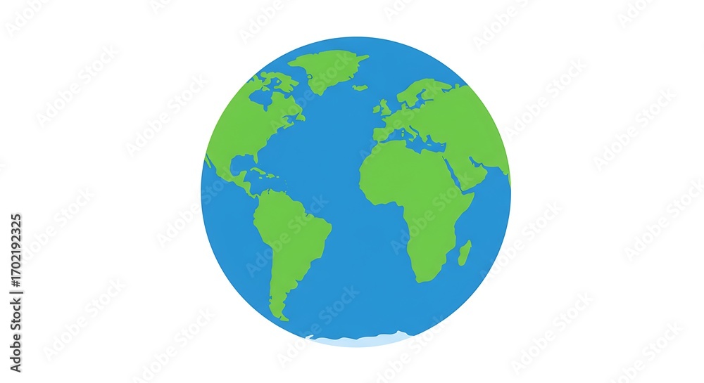 Naklejka premium Stylized illustration of planet Earth with continents and oceans, isolated on white background