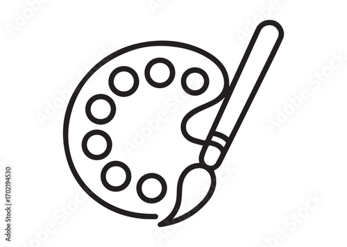 Brush and palette line art vector, Brush and palette Icon