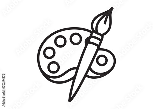 Brush and palette line art vector, Brush and palette Icon