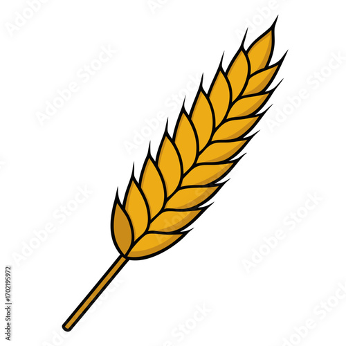 Vector illustration of a golden wheat stalk on a white background