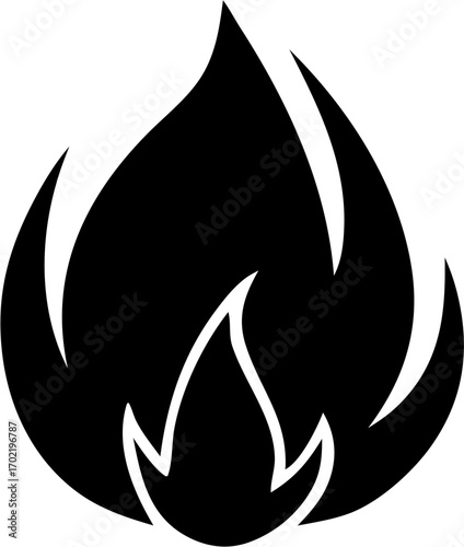 Flame Silhouette Vector | Fire Shape Outline | Burning Heat Icon Clipart Design