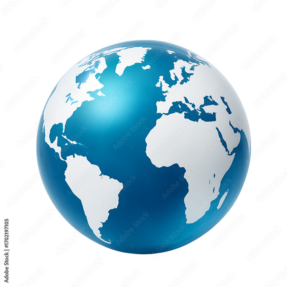 Fototapeta premium Realistic earth globe showing continents and oceans isolated on transparent background