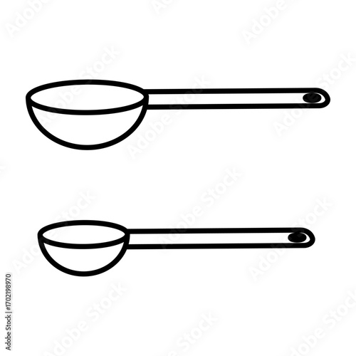 シンプルな大さじ、小さじの計量スプーンの線画イラスト