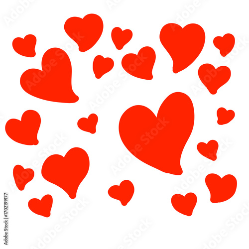 Hand-drawn red heart shape icon, full of red heart icon background