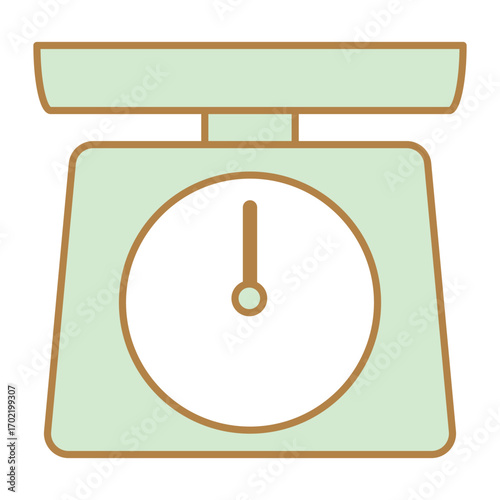 シンプルな緑色の量りのイラスト｜可愛い、線画