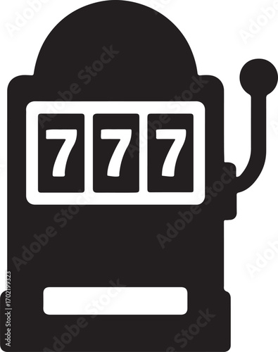 Slot machine silhouette vector icon for casino, gambling, jackpot, luck, and entertainment design.