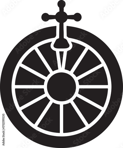Roulette wheel silhouette vector icon for casino, gambling, fortune, luck, and entertainment design.
