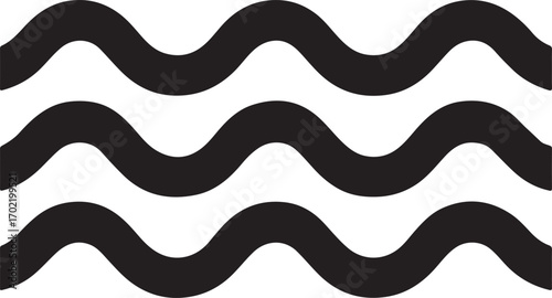 Wave pattern silhouette vector design for abstract, ocean, water, sea, and decorative elements.