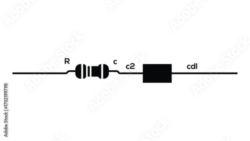 Electronic circuit diagram with resistor isolated on white background flat icon
