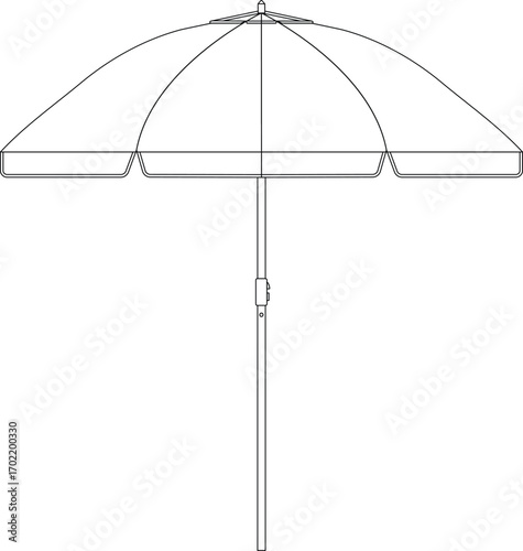 Beach Umbrella Outline Icon Illustration on Transparent Background