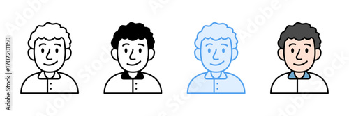 Curly Hair Icon Set Multiple Style Collection