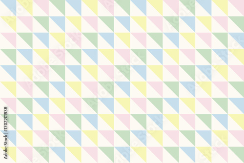 Simple pastel colored triangles, abstract geometric background, seamless vector pattern, perfect for children themed goods