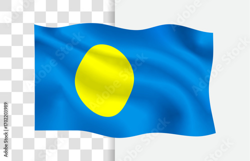 Palau Flag Waving Vector on Transparent Background
