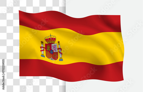 Waving Flag of Spain Vector on a White Background