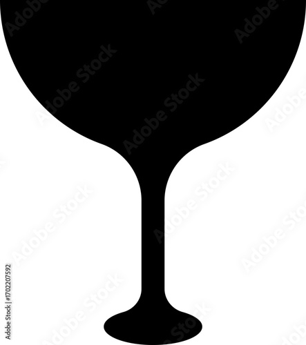 Wine glass icon in black flat style, beverage drink goblet cup symbol bundle, alcohol bar cocktail champagne liquor illustration, isolated on transparent background vector
