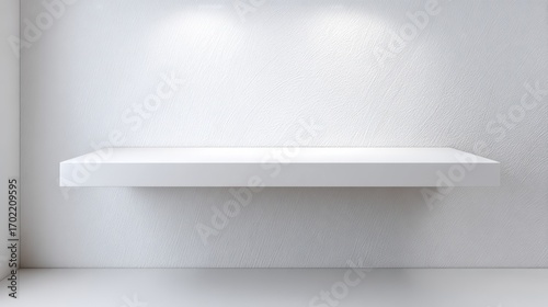 Wallpaper Mural Minimalist White Shelf on Wall for Product Display and Modern Interior Design Mockup Torontodigital.ca