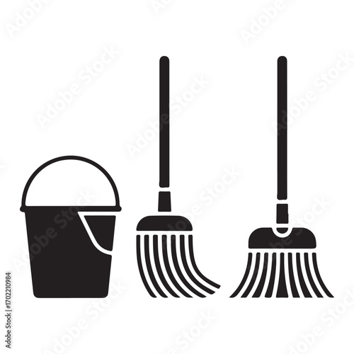 Household floor cleaning tools vector