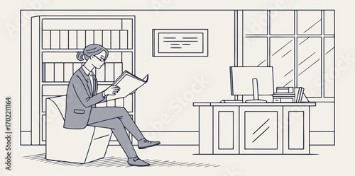 business people working, with office supplies around	
