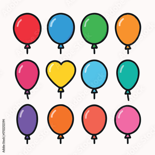 Balloons would be perfect for party invitations, celebratory designs, childrens educational materials, and festive social media posts.