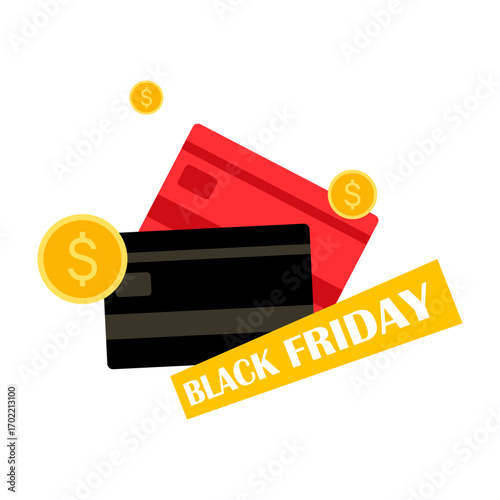 Black Friday sale labels and discount banners in simple modern style