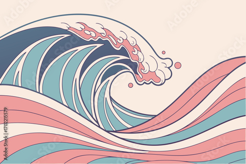 Abstract gradient waves with cyan magenta yellow and black colors