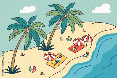 Vibrant beach vacation and summer lifestyle scene