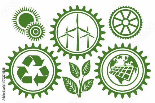 Green energy and sustainability icons for eco friendly design