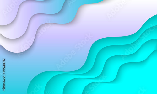 green purple wave curves papercut depth style abstract background