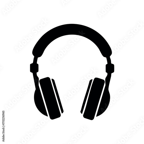 Simple black silhouette of over-ear headphones.