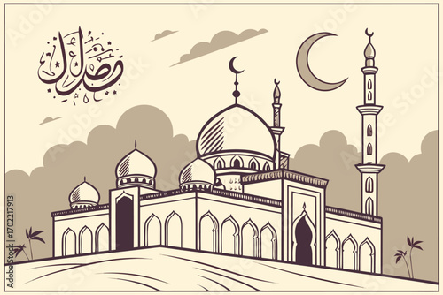 Ramadan kareem mosque islamic background design