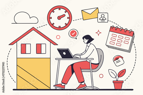 Modern remote work and productivity concept illustration