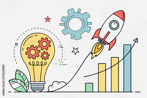 Startup and innovation concept with abstract elements