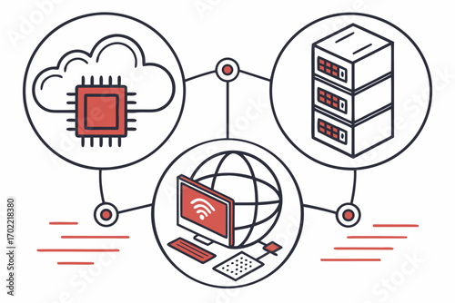 Modern technology and cloud computing icon set