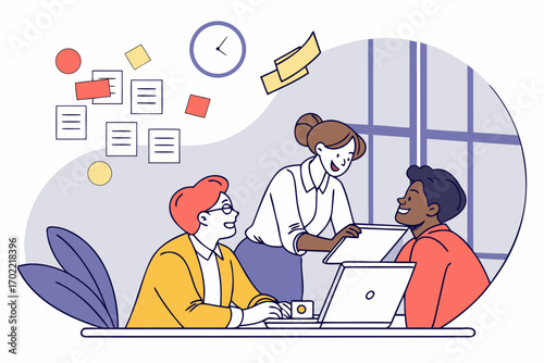 Modern office teamwork and collaboration illustration