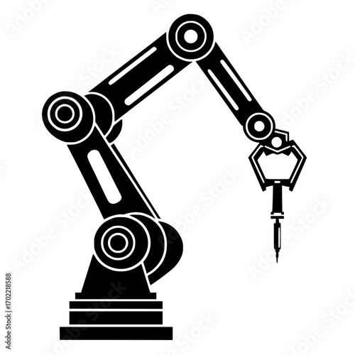 Sleek industrial robotic arm poised for precision manufacturing and automation tasks