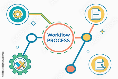 Modern workflow process infographic template with charts and diagrams
