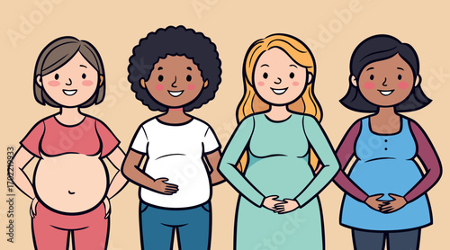 Diverse Women, Cartoon Characters, Happy Women, Animated Diversity, Inclusive Art, Cartoon Style, Joyful Diversity, Diverse Characters, Women Art, Cartoon Joy

