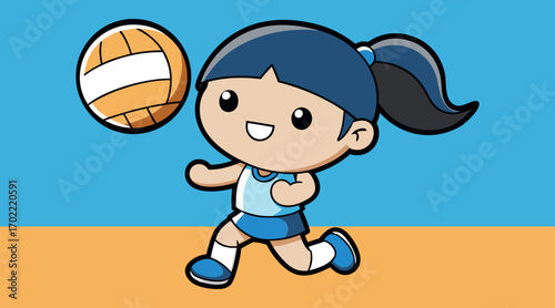 Volleyball Girl, Cartoon Athlete, Sports Character, Animated Volleyball, Fun Sports, Cartoon Player, Athletic Art, Playful Sport, Volleyball Enthusiasm, Cartoon Joy

