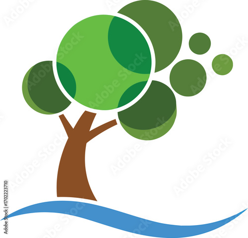 Modern tree growth symbol aquatic environment nature concept vector