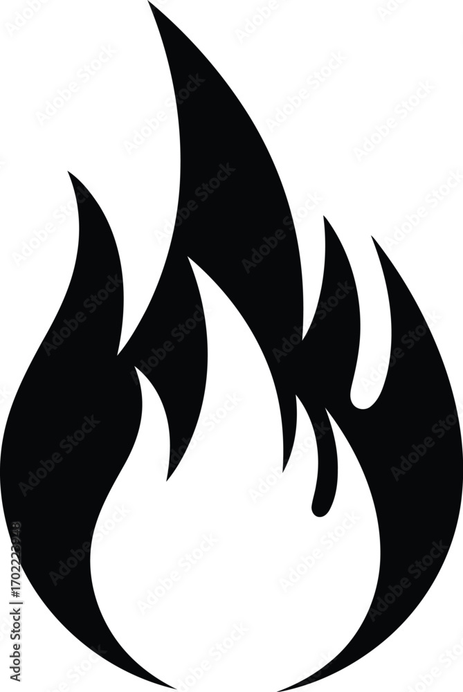 Fototapeta premium Simple silhouette flame icon fiery energy symbol hot abstract design vector
