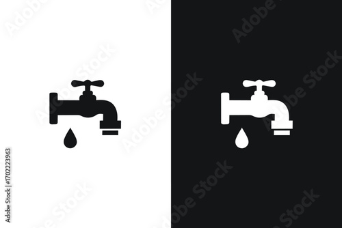 Dripping faucet icon simple symbol water leakage plumbing home maintenance household