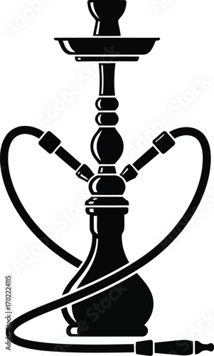 Sleek black hookah icon vector illustration modern shisha pipe symbol vector